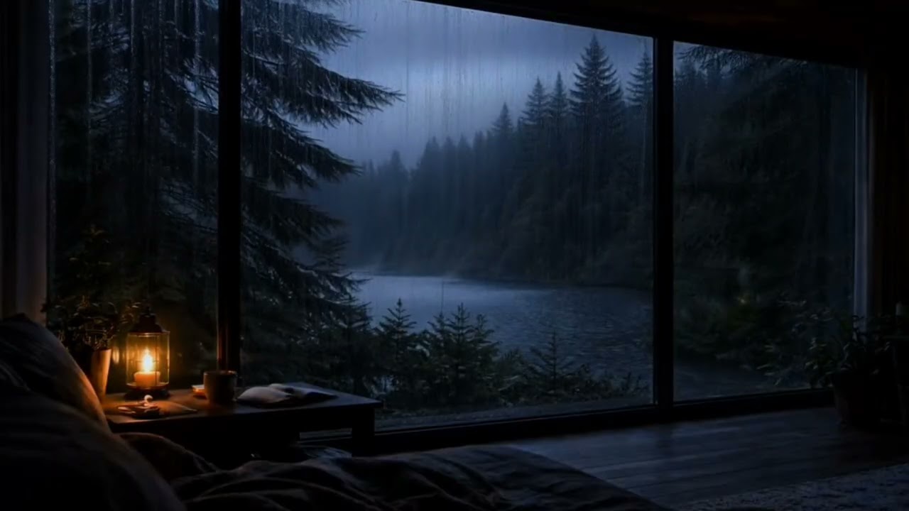 You Fell Asleep in a Hidden Glass Cabin During a Violent Storm | Rain on Window at Night