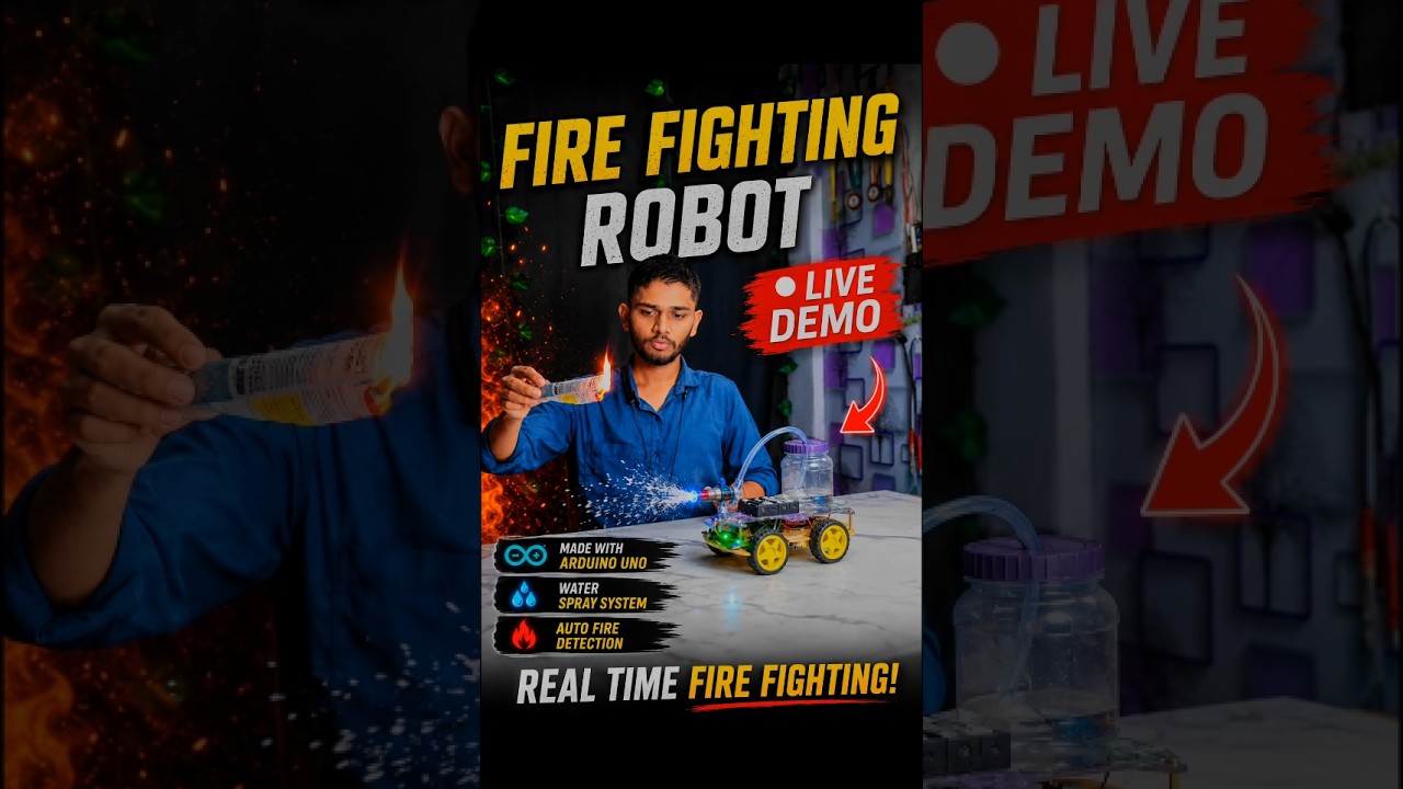 Firefighting Robot Using Arduino Uno & Flame Sensors  | DIY #Shorts #Robotics #scienceproject