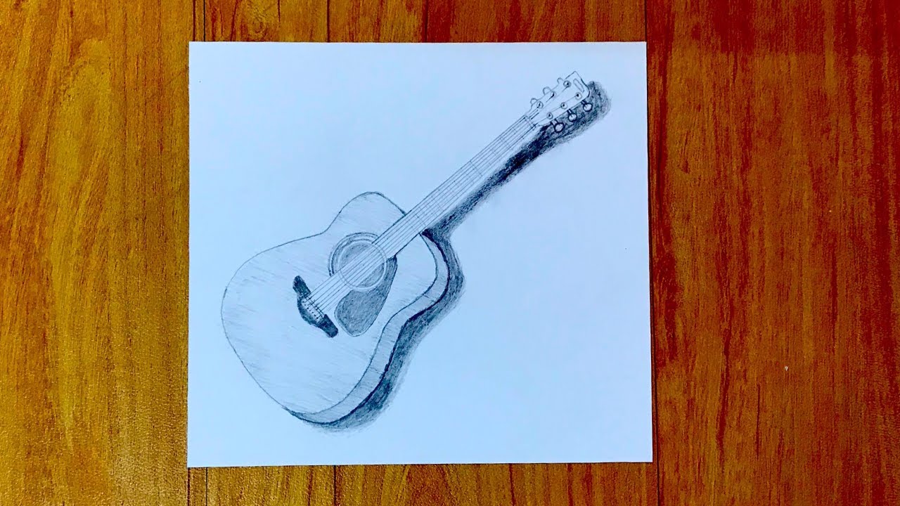 How to draw a guitar very easy for beginners guitar sketch draw session