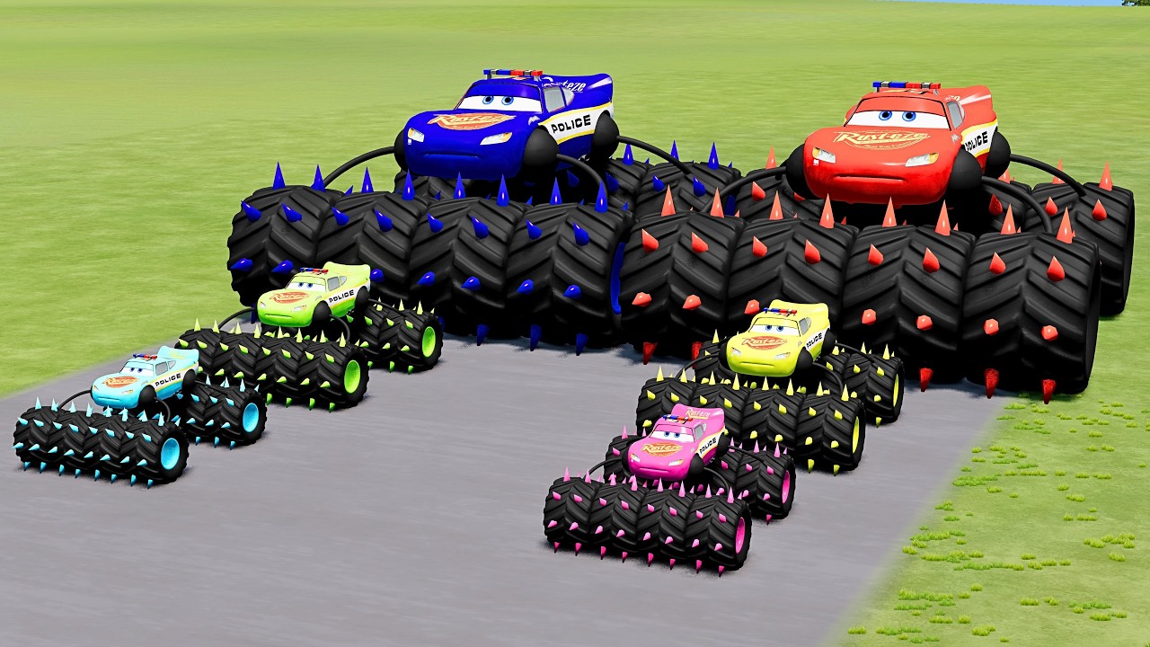 Big & Small McQueen Police VS Train | BeamNG.drive