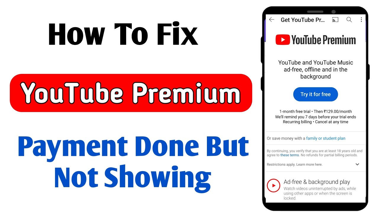 youtube premium payment done but not showing | youtube premium payment deducted but not activated