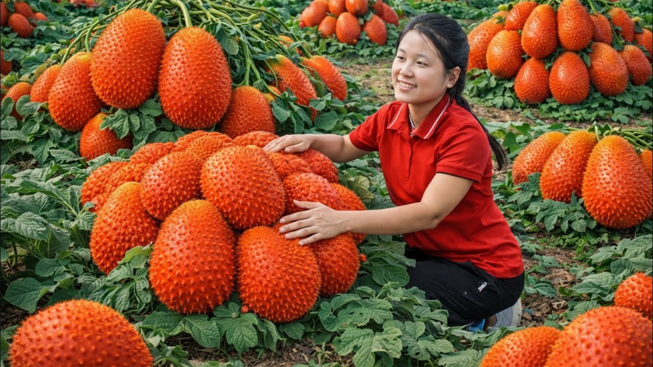 Harvesting 1000+kg Red Gac fruit In The Forest Goes To Market Sell | Phuong - Free Bushcraft