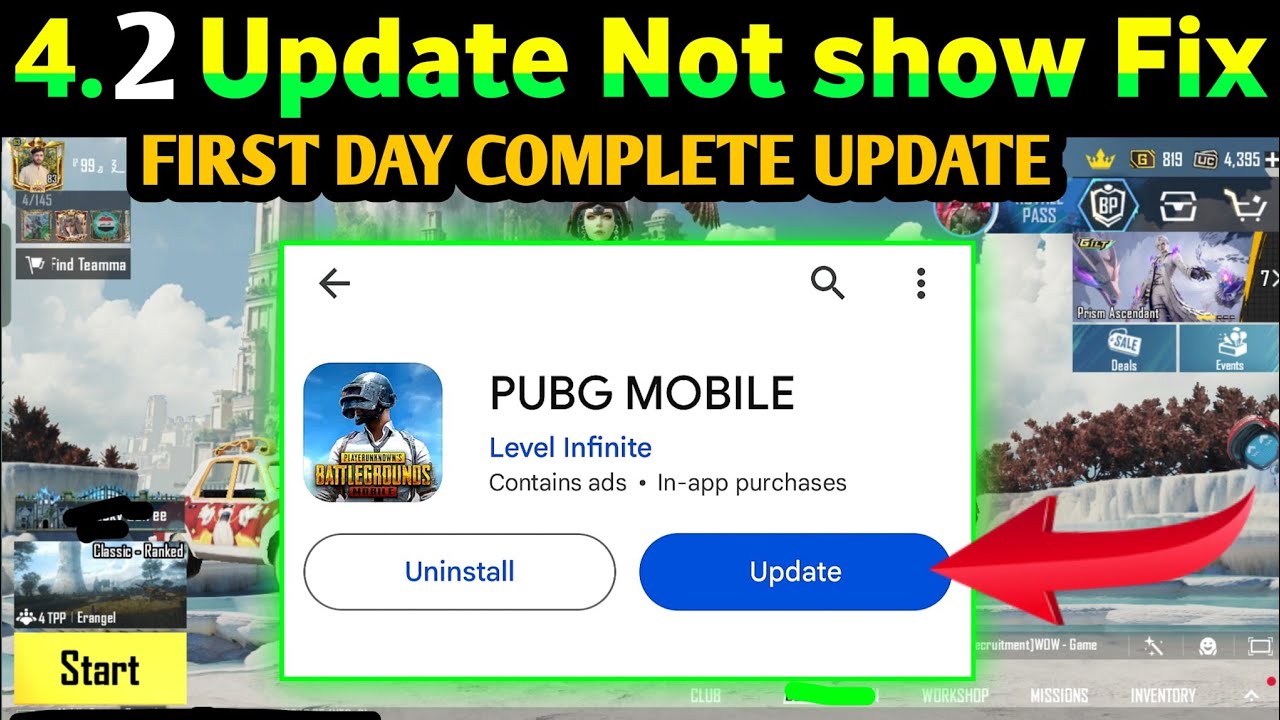how to pubg 4.2 update not showing in play store | pubg mobile update problem solve play store