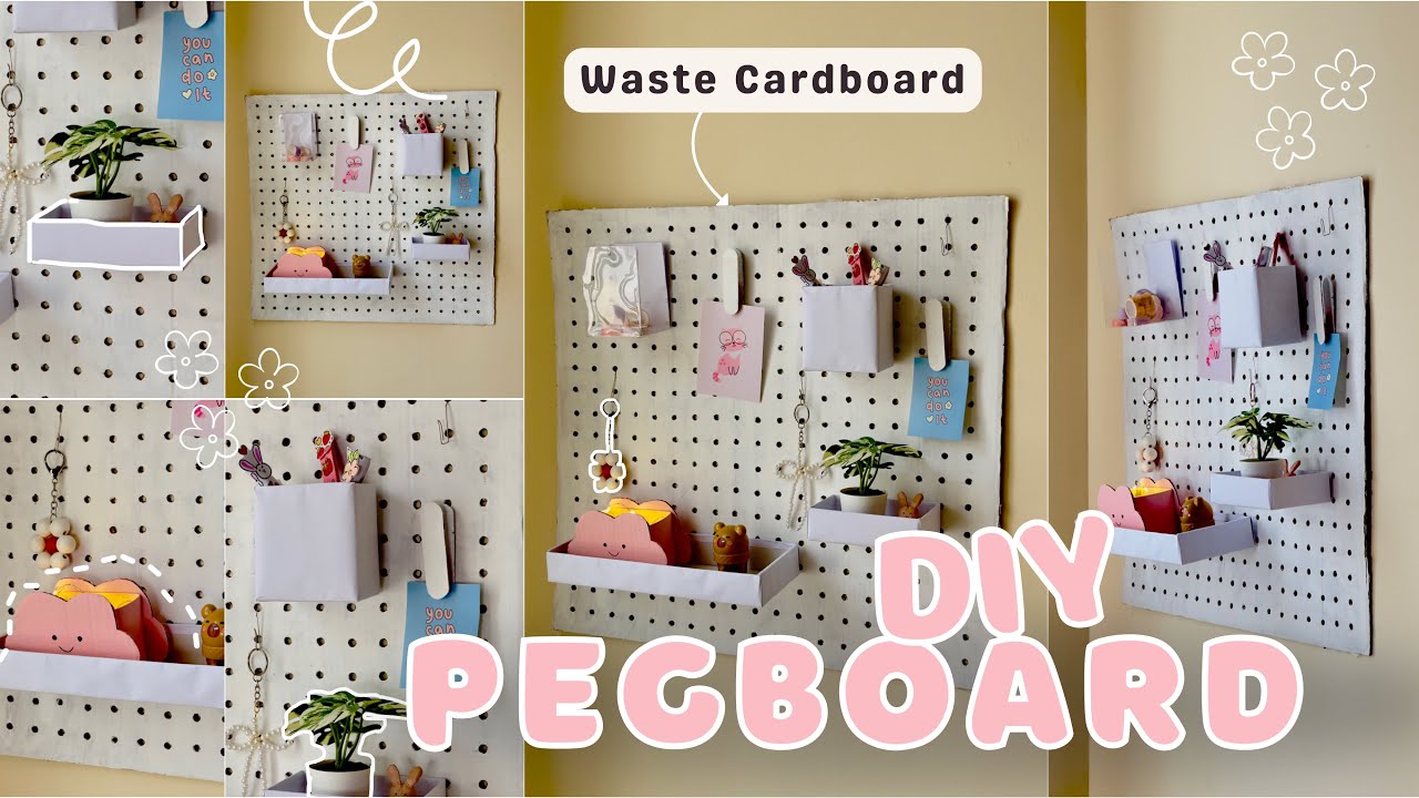DIY Pegboard at Home 😍😍🌸 | ഒറിജിനലിനെ വെല്ലും😂Pegboard Making at Home |Easy Pegboard Using Cardboard