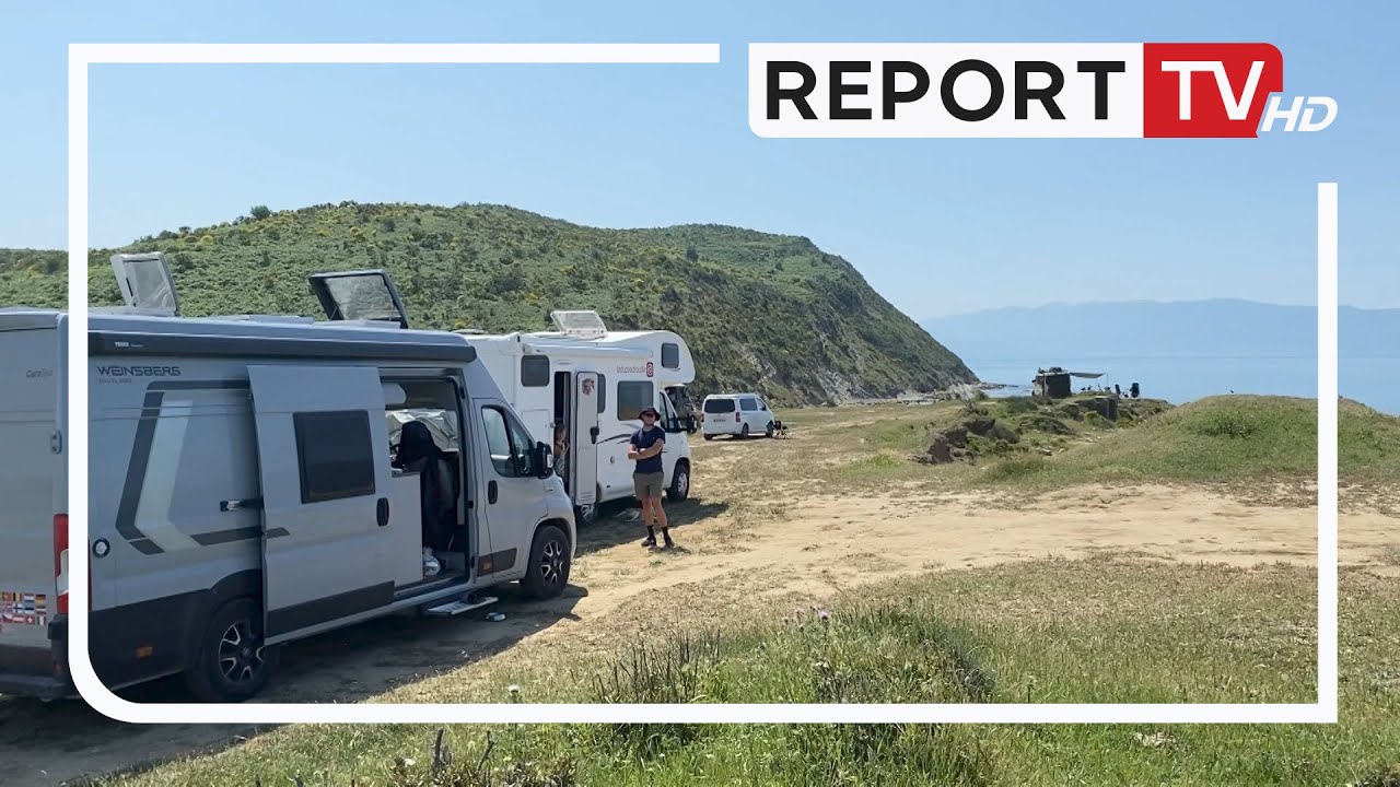 Report TV -Portonova, popullohet plazhi i ‘aventuriereve’ në Vlorë! Dhjetëra turistë me kampera