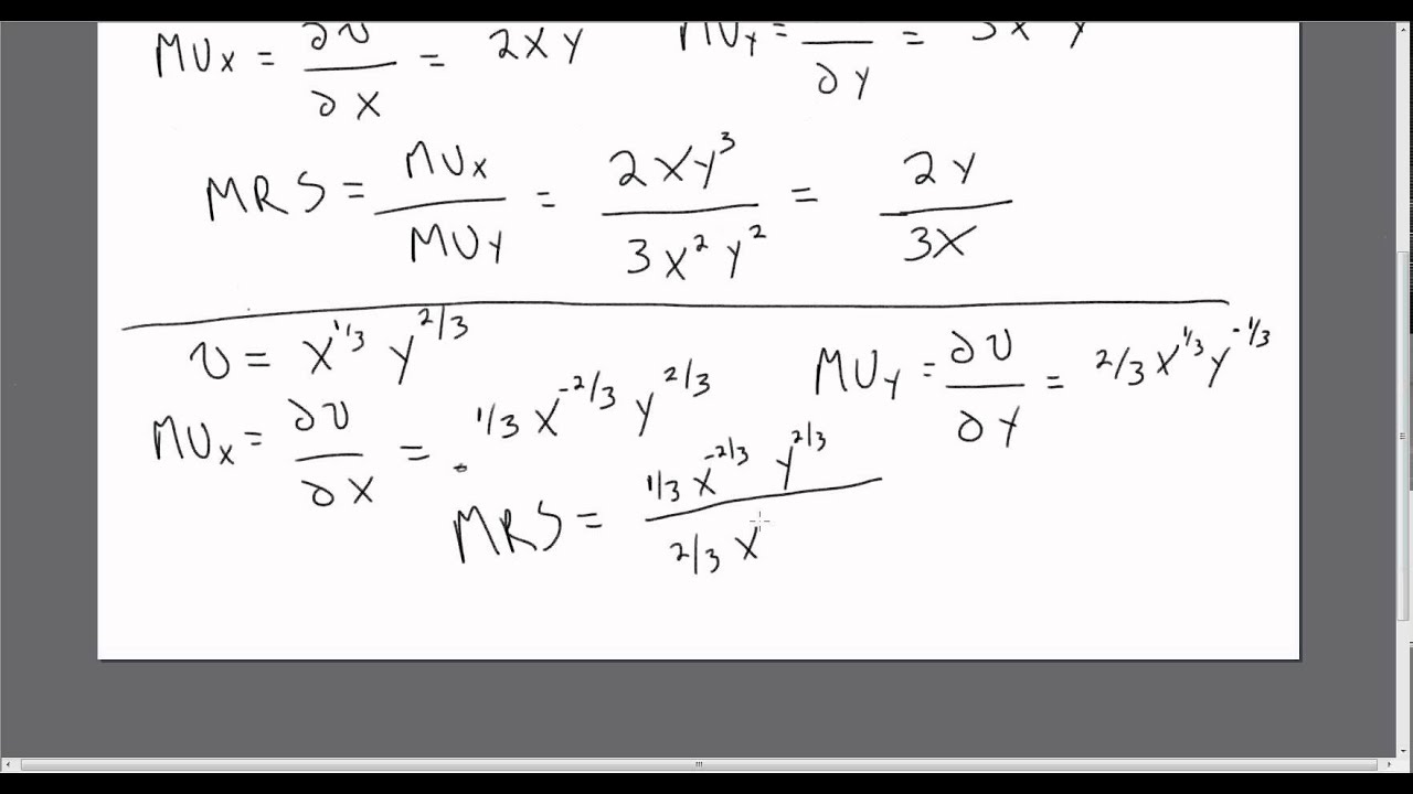 Consumer Utility, Marginal Utility, and Marginal Rate of Substitution