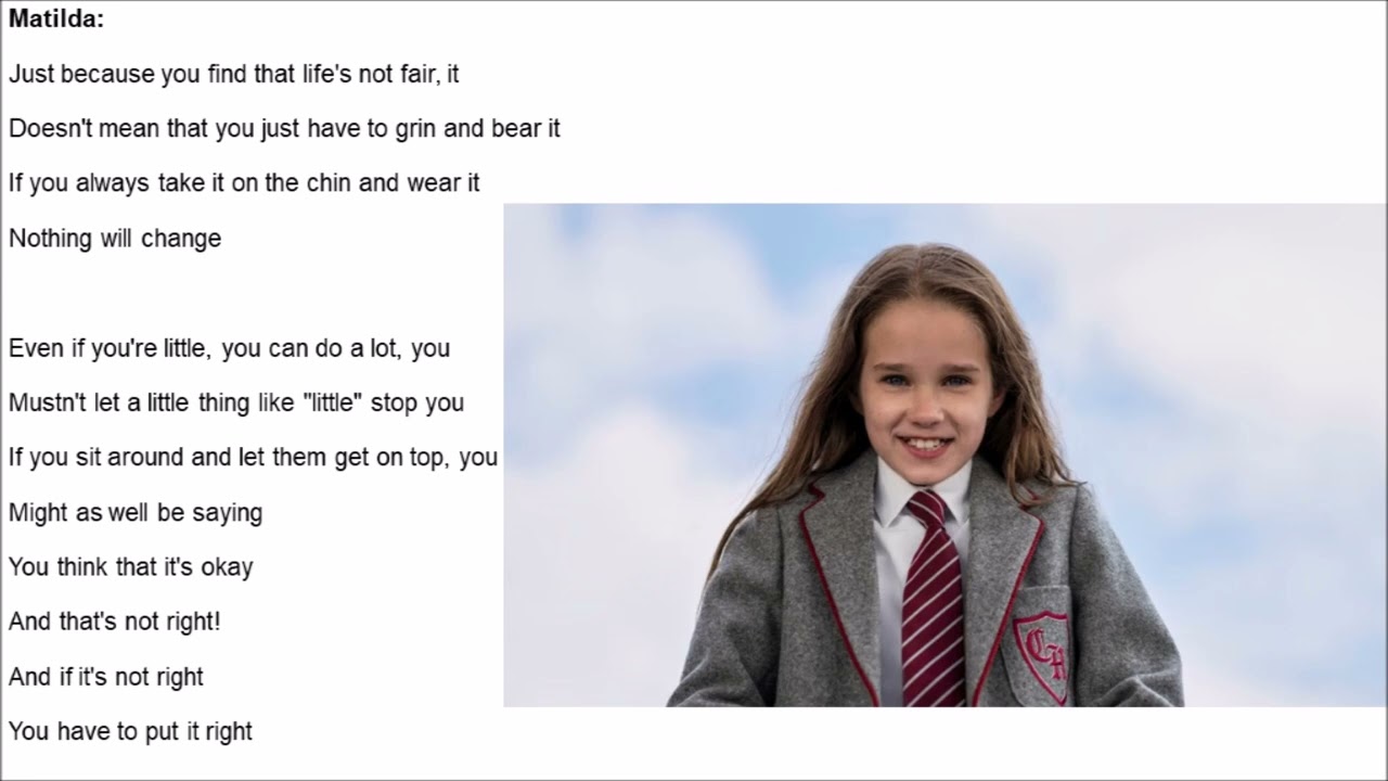 Naughty Matilda Musical Lyrics