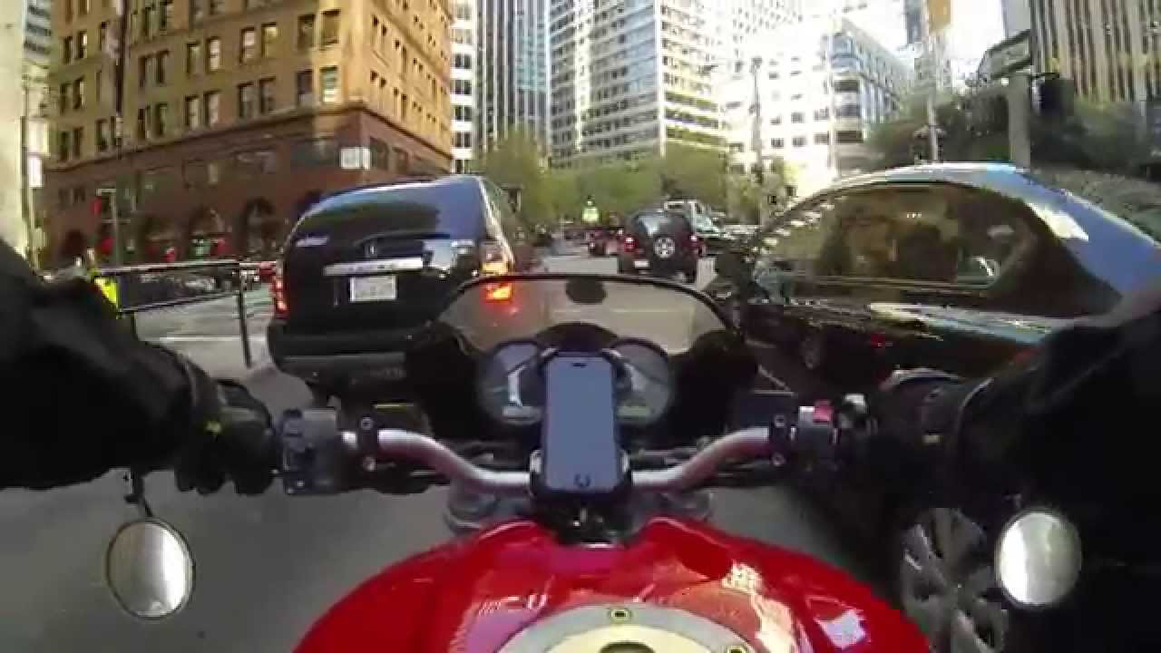 Motorcycle Lane Splitting Downtown San Francisco