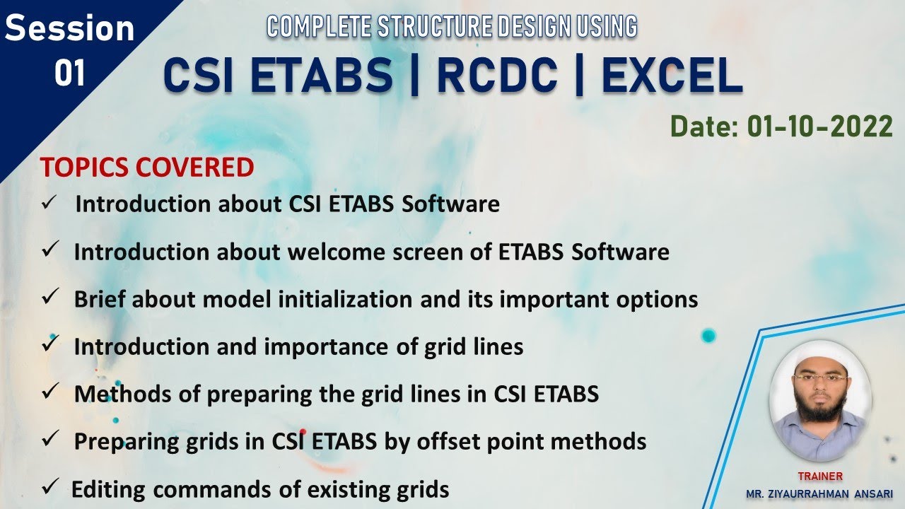 ETABS + RCDC + EXCEL (Live Session Day - 01) | 1st October 2022 | Batch 10 I ETABS Training