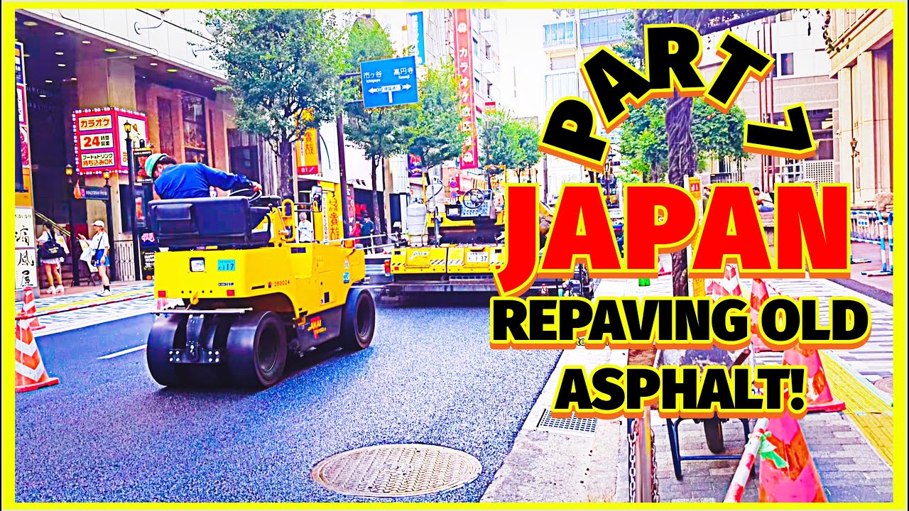 JAPAN - TOKYO - STEP BY STEP HIGH TECH ASPHALT REPAVING PART 7. @MasterWorkers