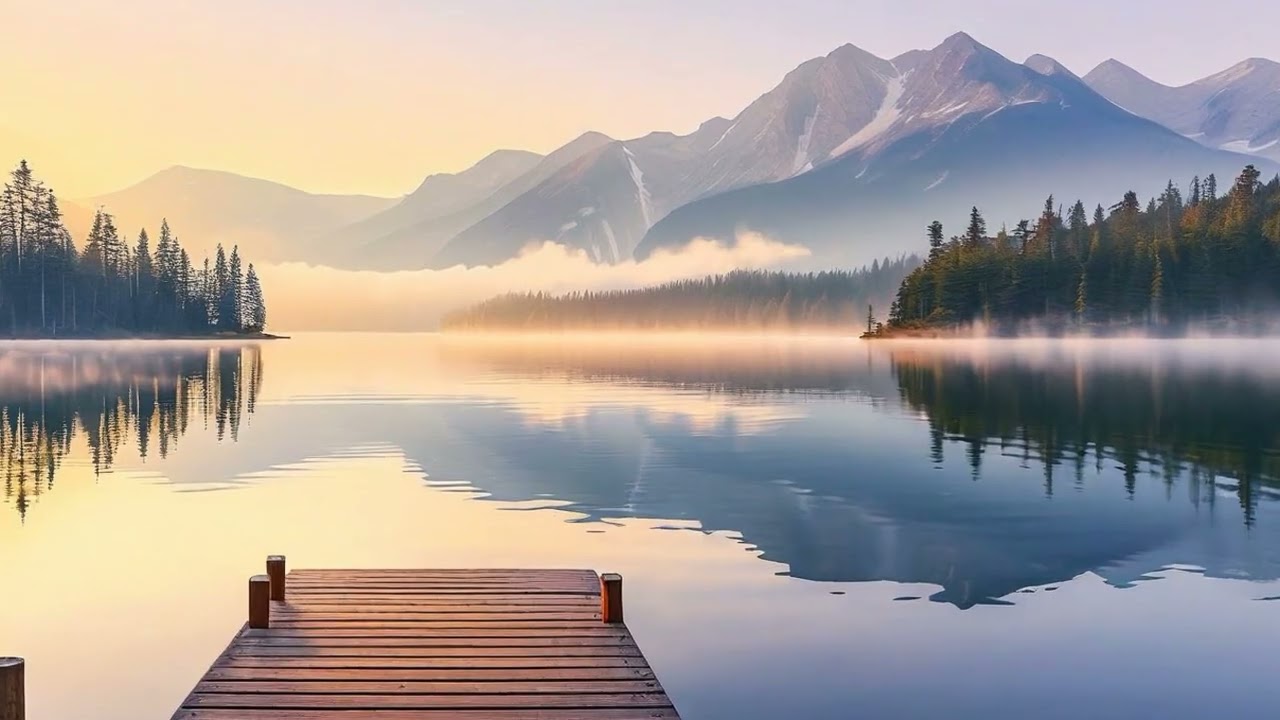 Mountain Lake Sunrise 🏔️ Lofi Healing Music for Deep Sleep & Meditation (1 Hour)