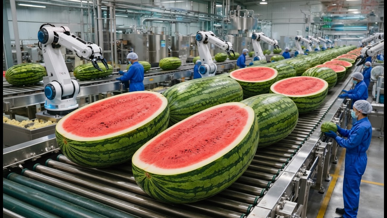 Inside a modern watermelon processing plant: From planting to harvesting (The entire process)