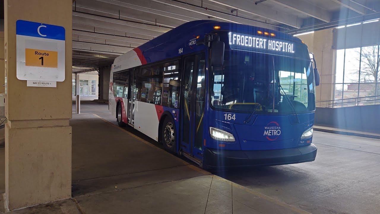 Ride On Waukesha Metro Transit 2015 New Flyer XD35 164 On Rt 1 to Froedtert Hospital 