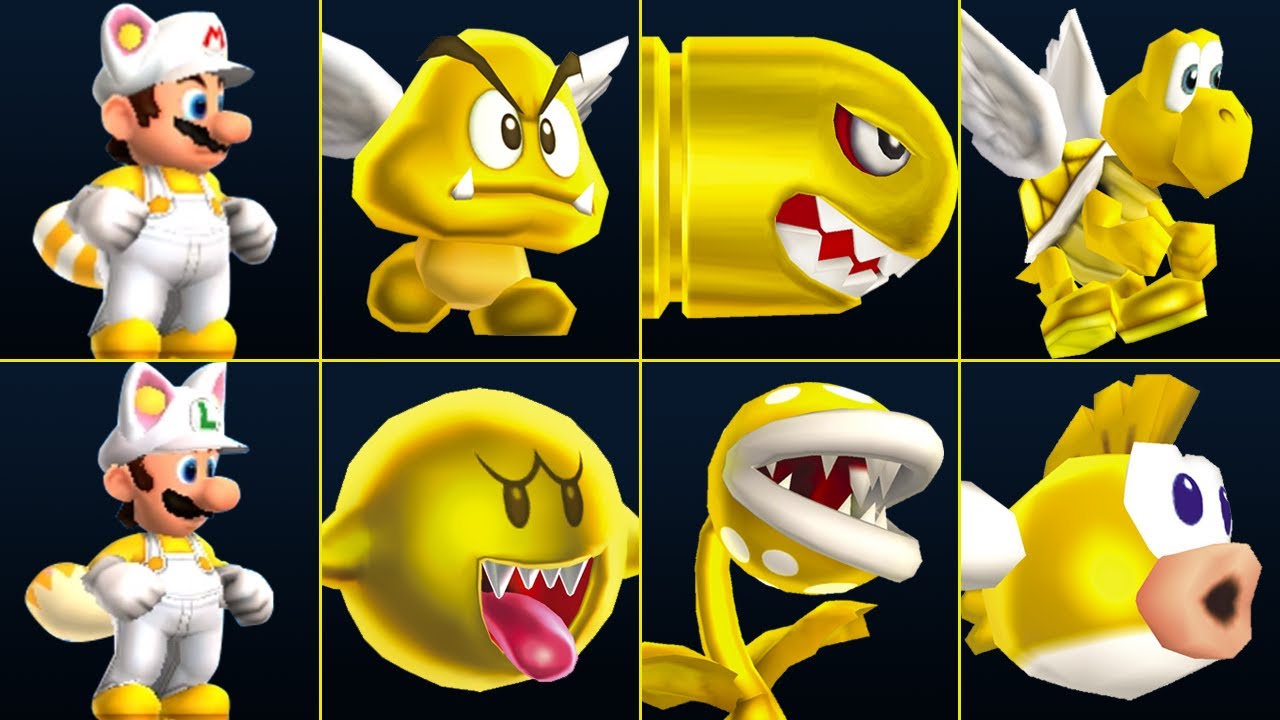 New Super Mario Bros 2 HD - All Coin Rush Packs with White Racoon Mario