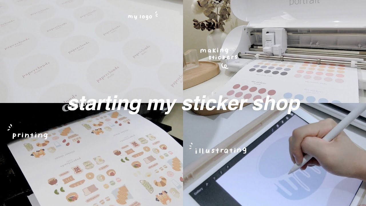 (studio vlog) i'm starting my own sticker shop! | unboxing silhouette portrait 3, making stickers 🗳