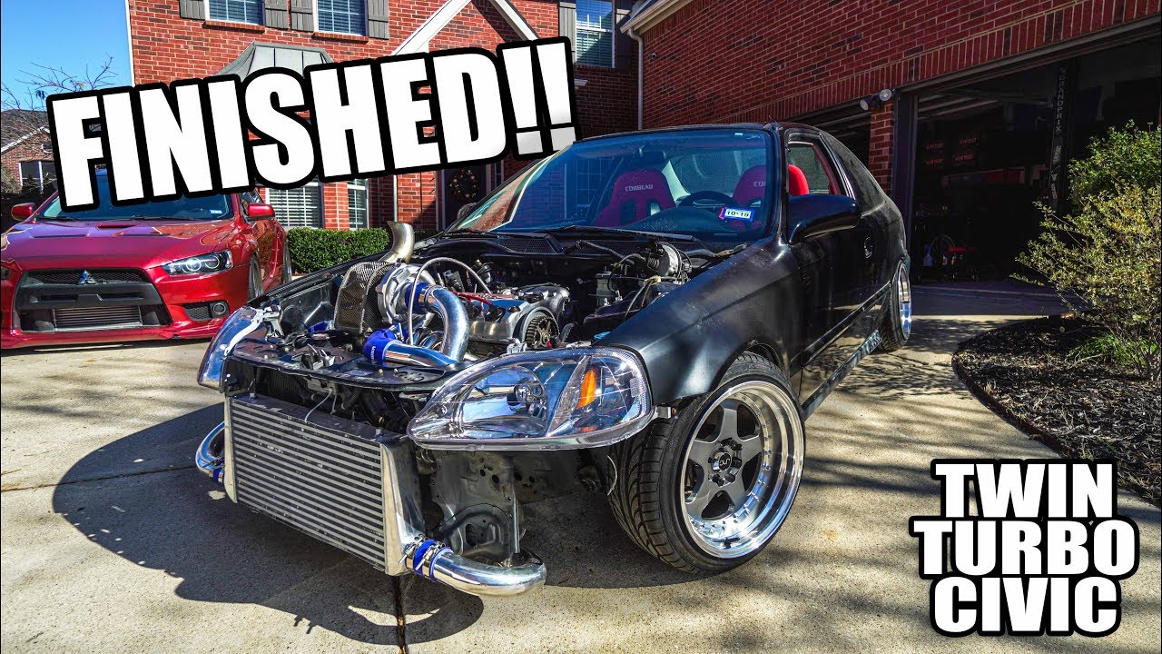 THE TWIN-TURBO IS READY!! (world's FIRST compound turbo D16 Civic)