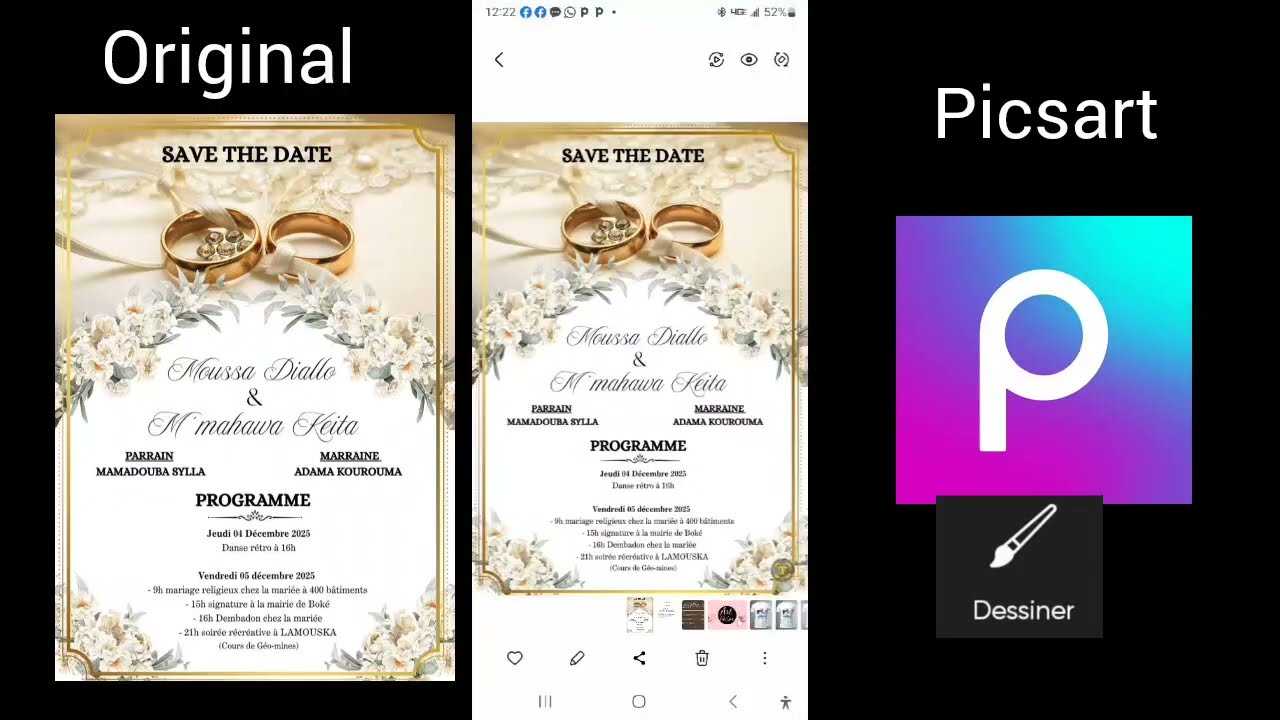 How to edit an invitation card on a phone in Picsart.