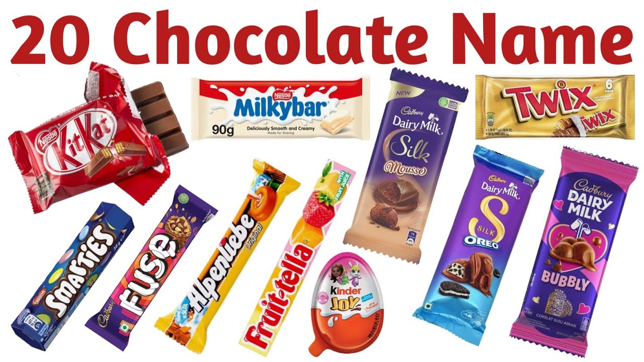 चॉकलेट के नाम | Chocolate Names | Chocolates Name with Pictures and Video | Fun Learning For Kids