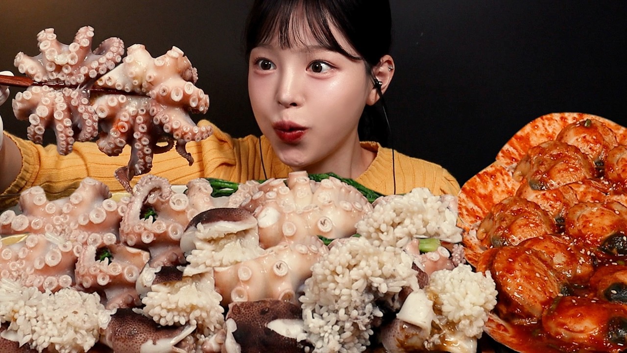 SUB)미친 크기의 알쭈꾸미 먹방!🐙대왕 불닭가리비에 냉이나물 두릅 달래무침까지 봄맞이 제철음식 특집 Seafood Mukbang Asmr
