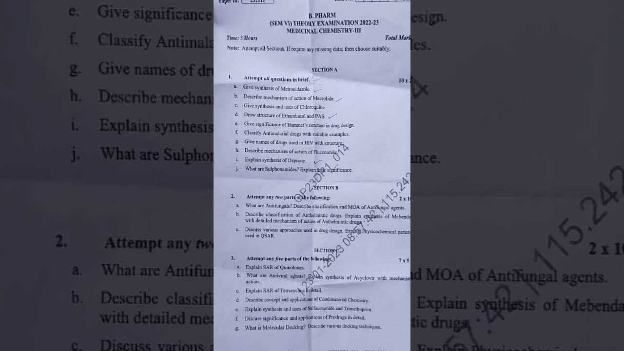 MEDICINAL CHEMISTRY 6TH SEMESTER B. PHARM