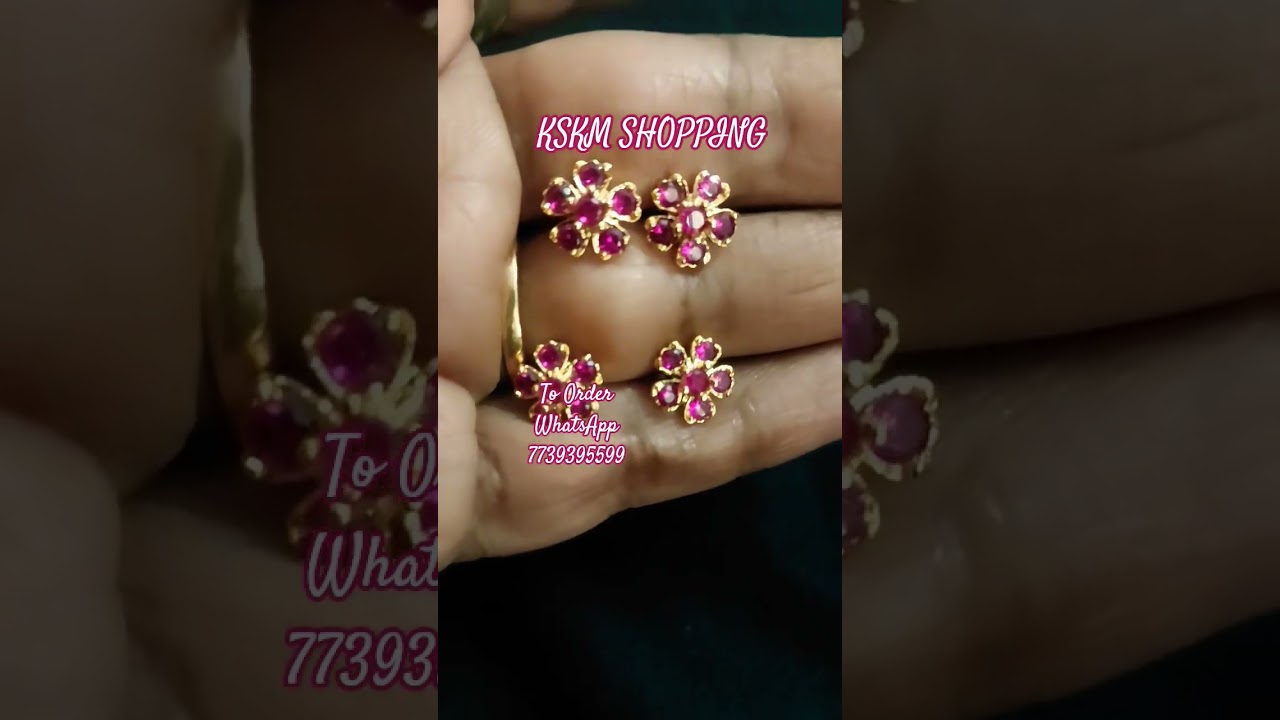 Impon stud collections | ruby stone | panjalogam stud collections.  