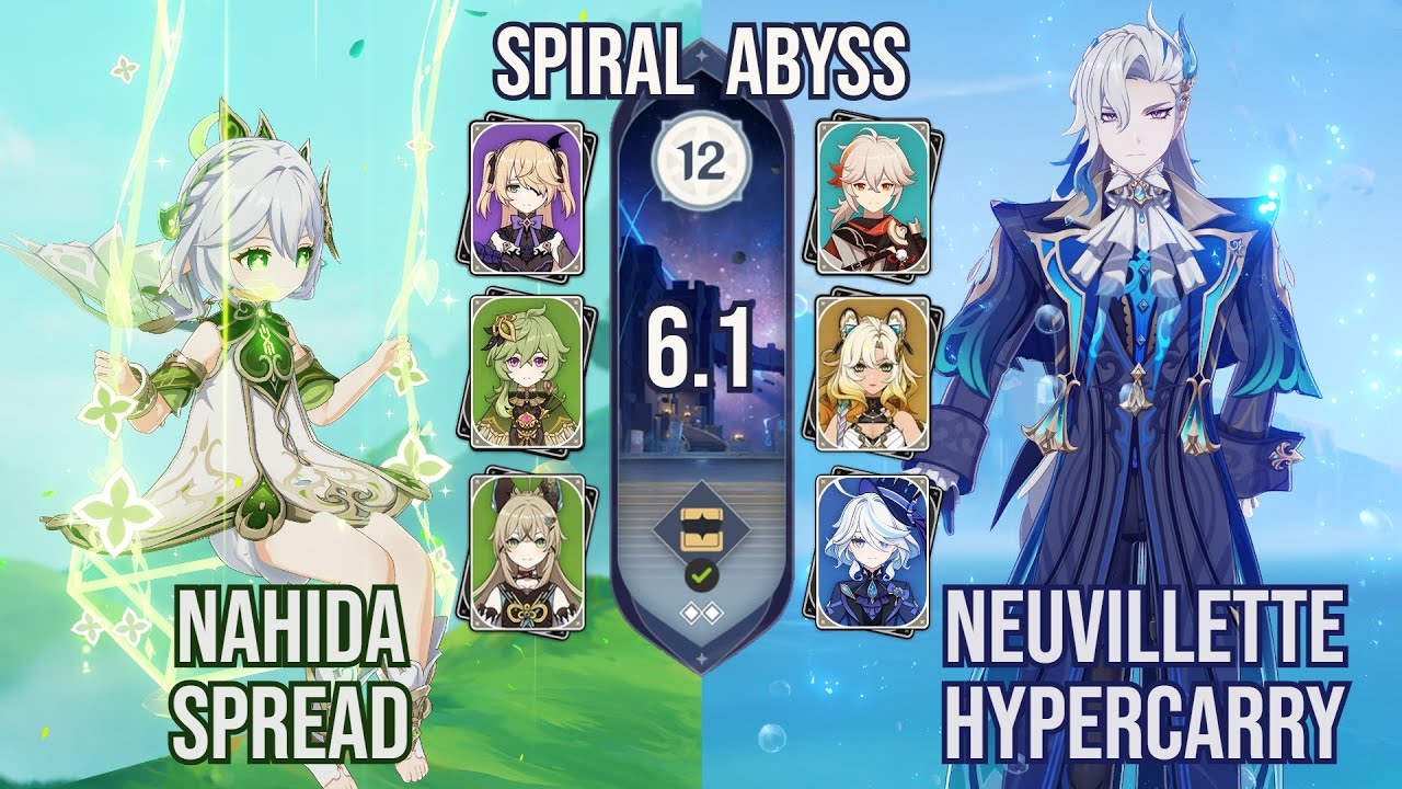 Nahida Spread x Neuvillette Hypercarry | Spiral Abyss 12 6.1 | Genshin Impact