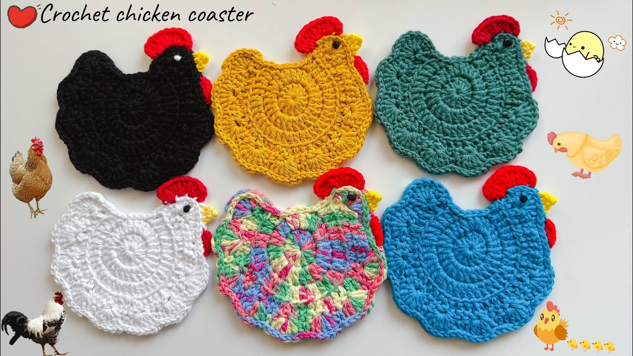 Crochet Chicken Coaster/Farmhouse decor