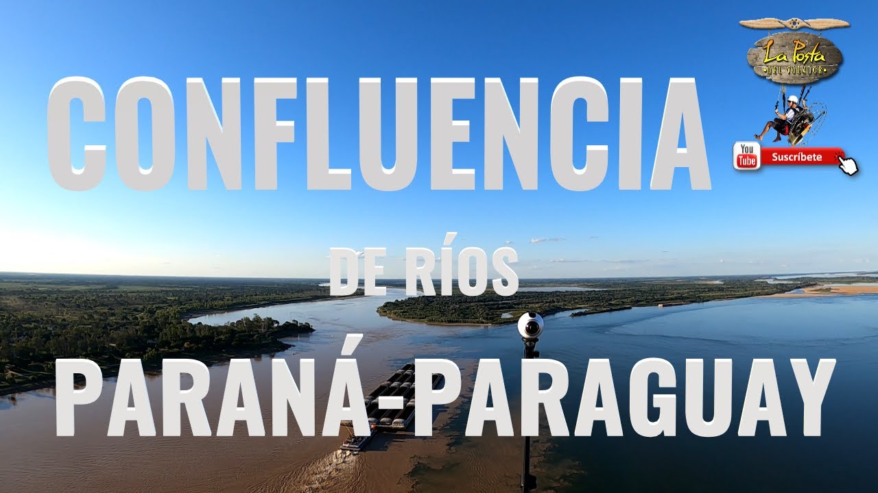 CONFLUENCIA DE AGUAS ENTRE LOS RIOS PARANA Y PARAGUAY DESDE EL PARAMOTOR. PASO DE LA PATRIA.