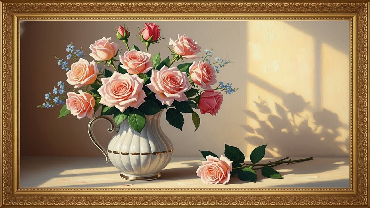 Romantic Botanical Flower Artwork | Relaxing Interior Art Visual
