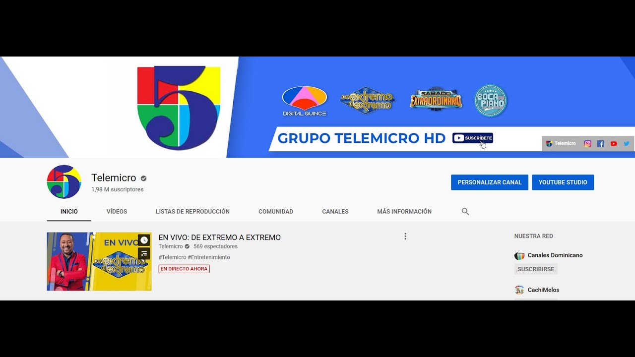 Lideres transmisión digital - Canal de TV Dominicano con mas suscriptores en Youtube