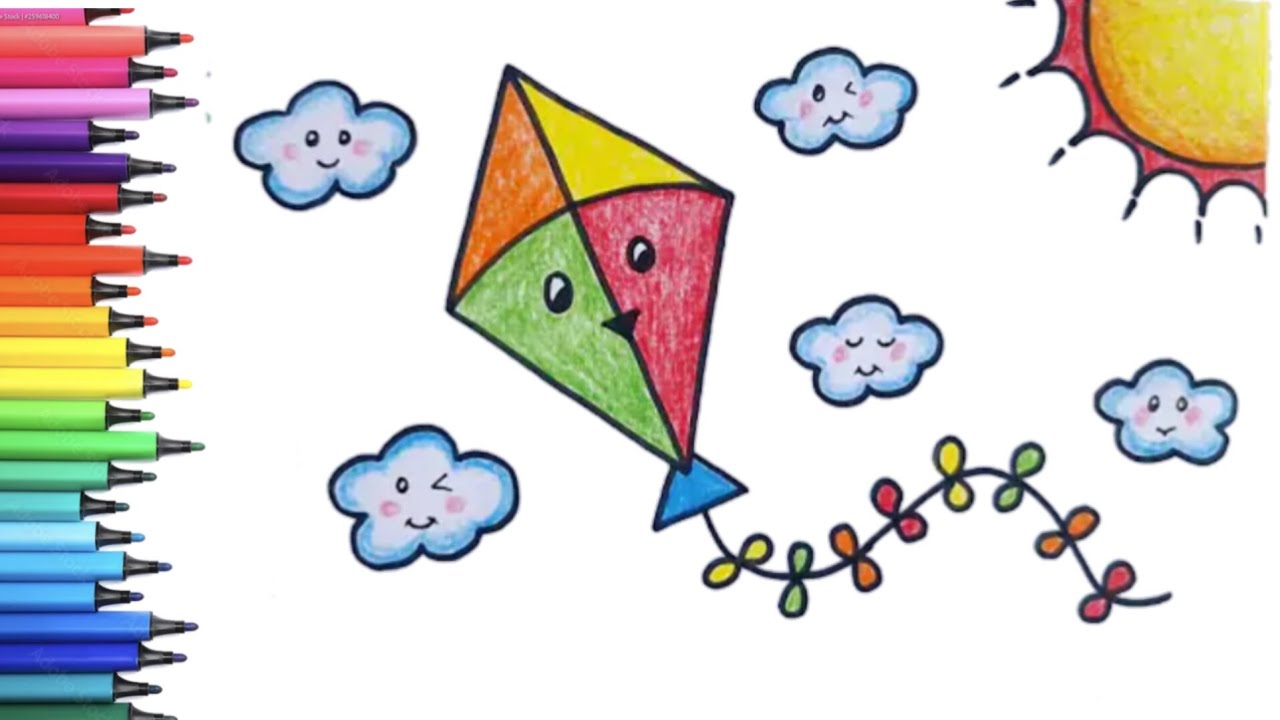 How to draw a kite for kids|Easy kite drawing for kids|Drawing 