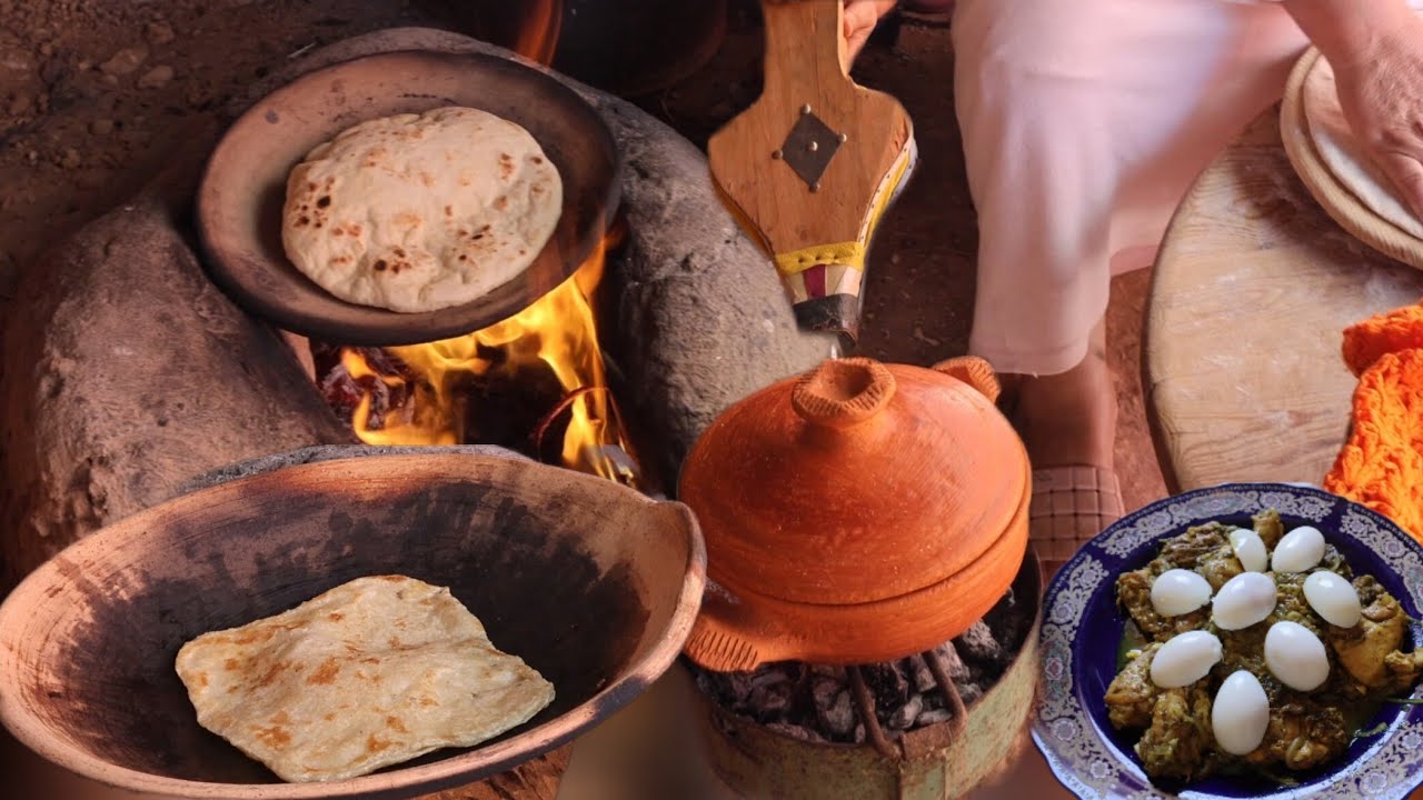 الخبز والمسمن بالفرينة البلدية 👌🤤 اجمل روتين في البادية السوسية 👍🥰 طاجين الدجاج بالبصل على الفاخر. 