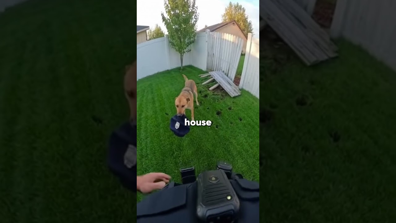 Dog takes the police officers hat