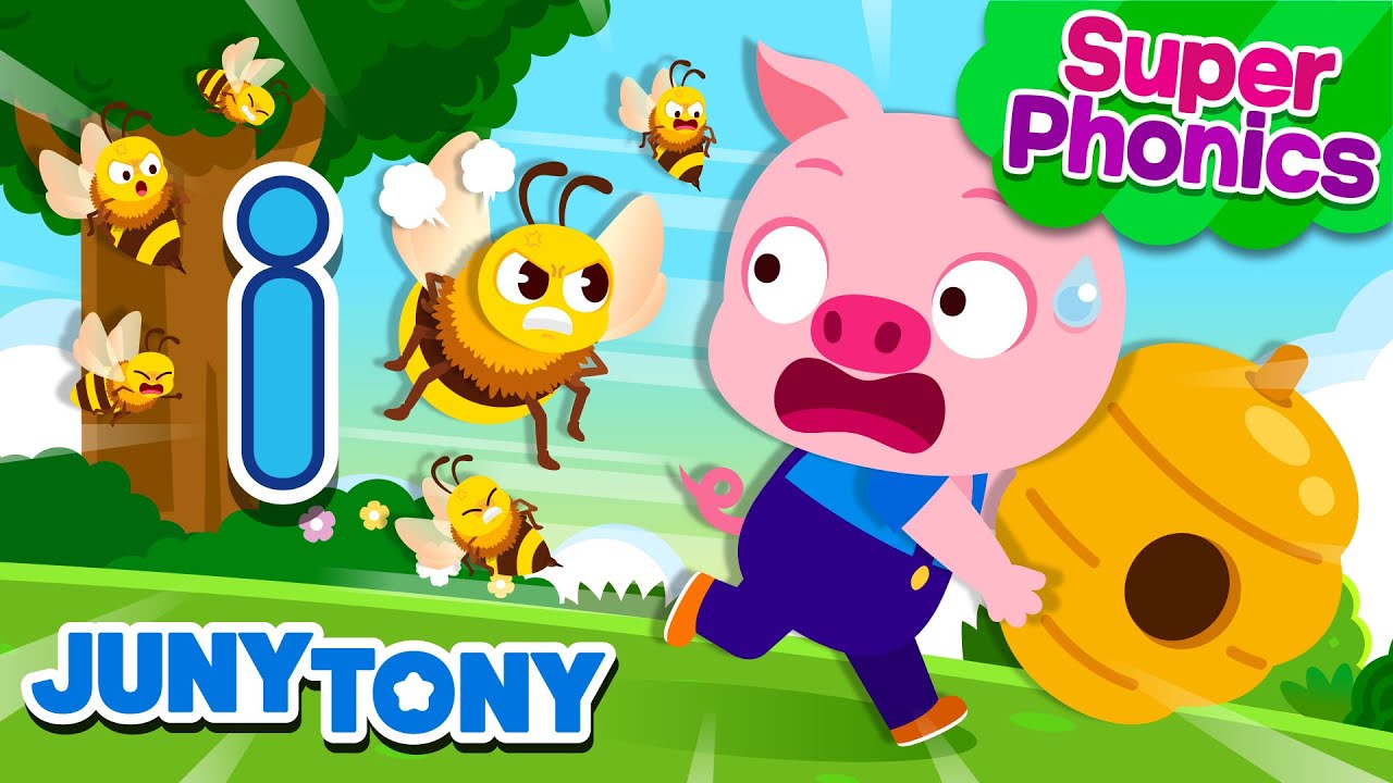 ⭐Super Phonics | Short I vs. Long I | Piggy Hits the Beehive | Phonics Song for Kids | JunyTony
