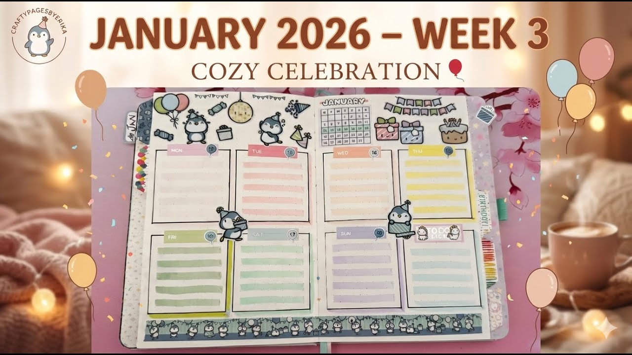 January Bullet Journal 2026 – Week 3 🎈| Cozy Celebration