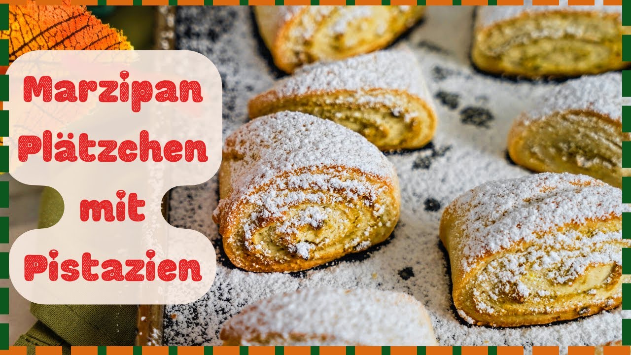 ✨️ Plätzchen mit Marzipan und Pistazien - Weihnachtsplätzchen mit Füllung - Plätzchen Rezept