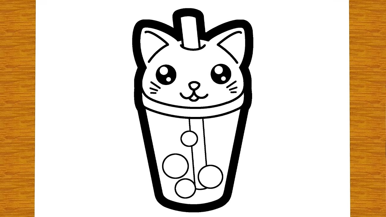 WIE ZEICHNET MAN EIN BUBBLE TEA KITTY KAWAII | Einfaches zeichnen lernen