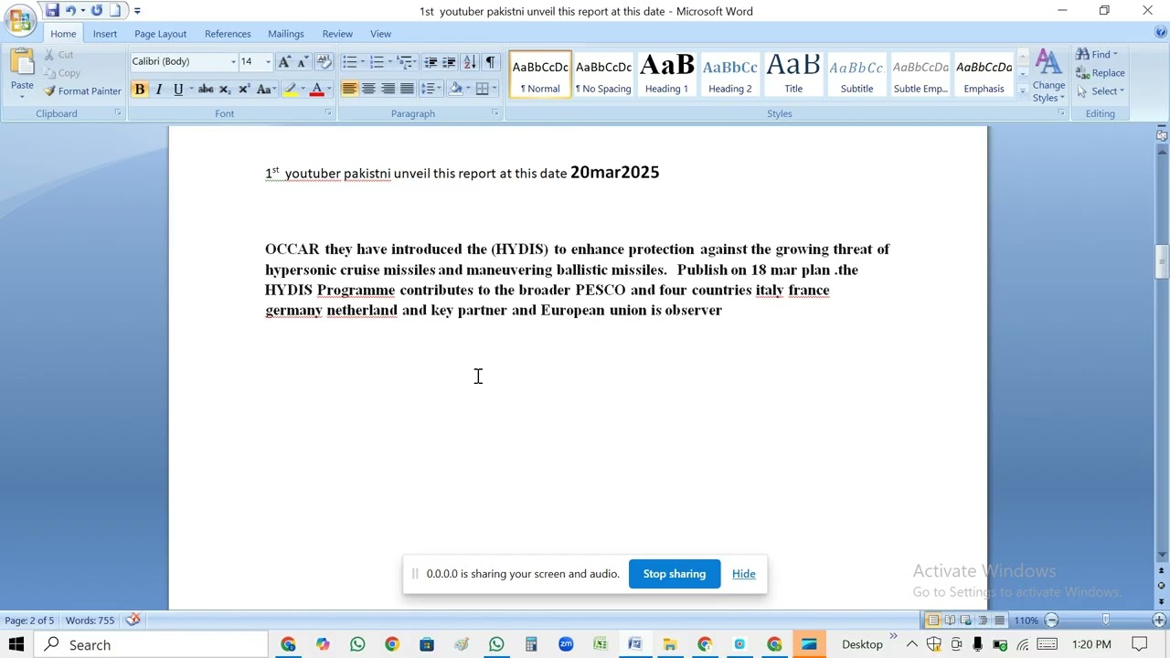 HYDIS Programme by occar which shaped into PESCO which Response to Emerging Hypersonic Threats