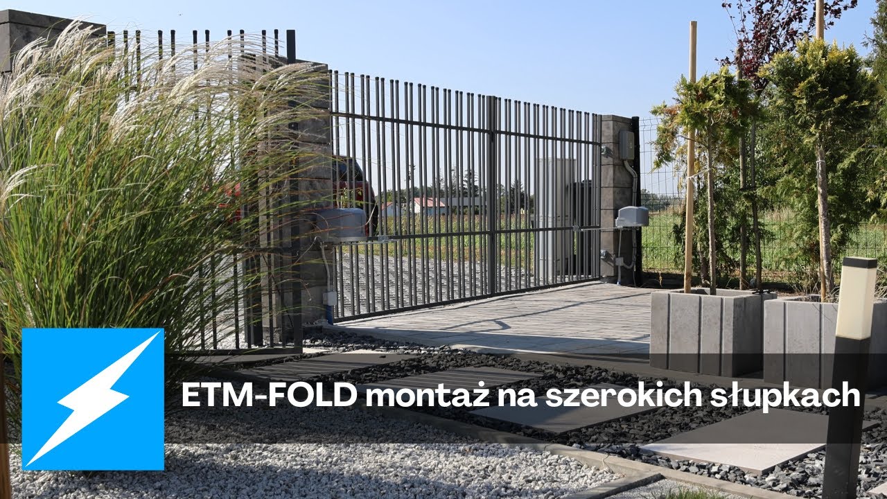 Montaż napędu do bramy ETM-FOLD na szeroki słupek - Elektrobim.pl