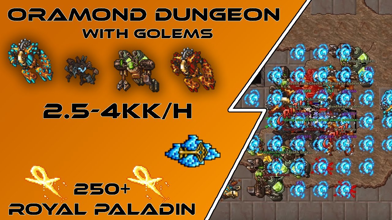[Tibia Hunting Guide] 250+ RP - Oramond Dungeon with Golems