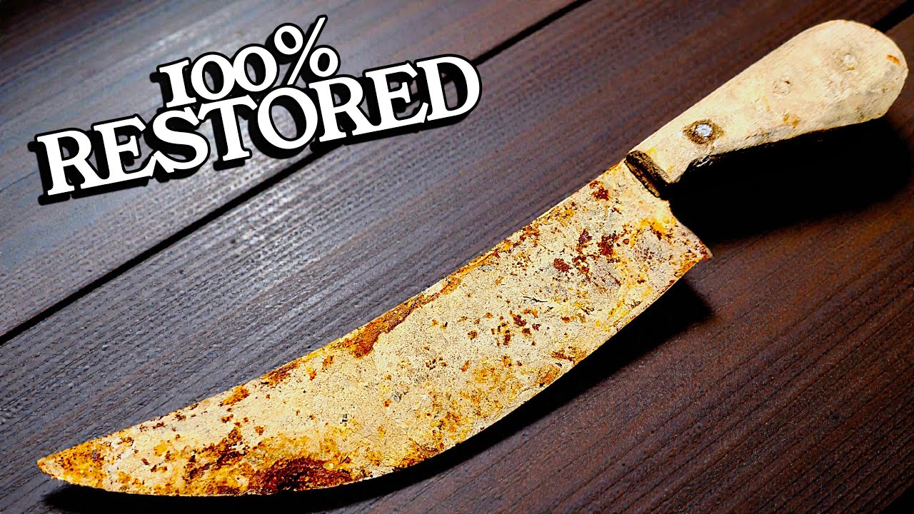 Restoring a Completely Rusted Metal Knife | Acid Cleaning & Buffing Restoration (Satisfying ASMR)