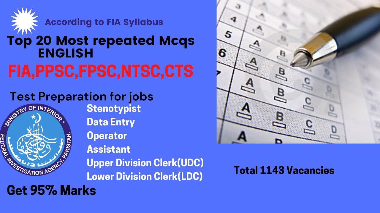 FIA English preparation || Fia English Mcqs for all jobs || Fia English most repeated Mcqs