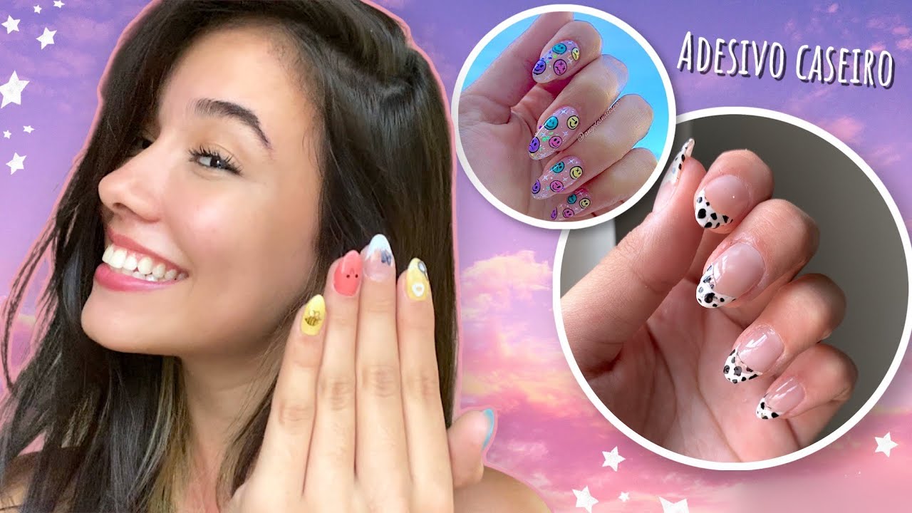 UNHAS FÁCEIS E BARATINHAS PRA FAZER SOZINHA ~ Aesthetic Nail Art , adesivos VSCO| Indie