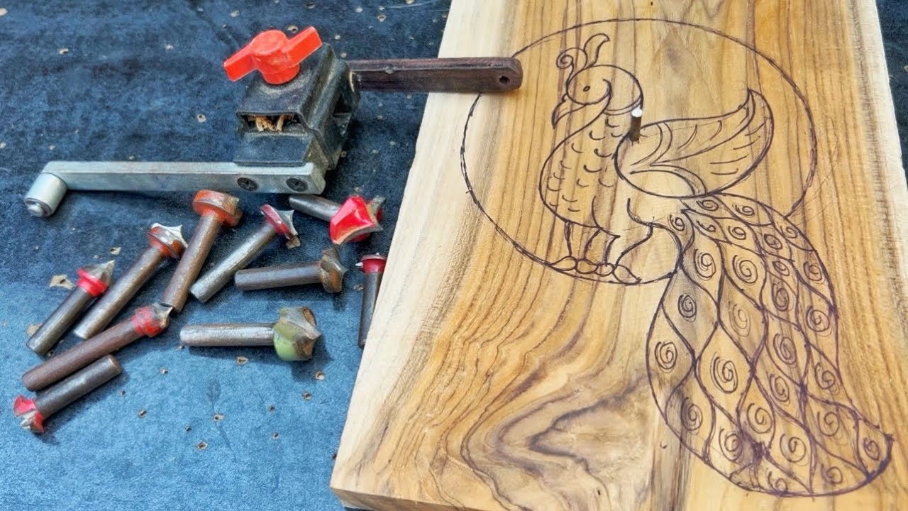 Wood carving peacock tutorial by PVJ wood carving
