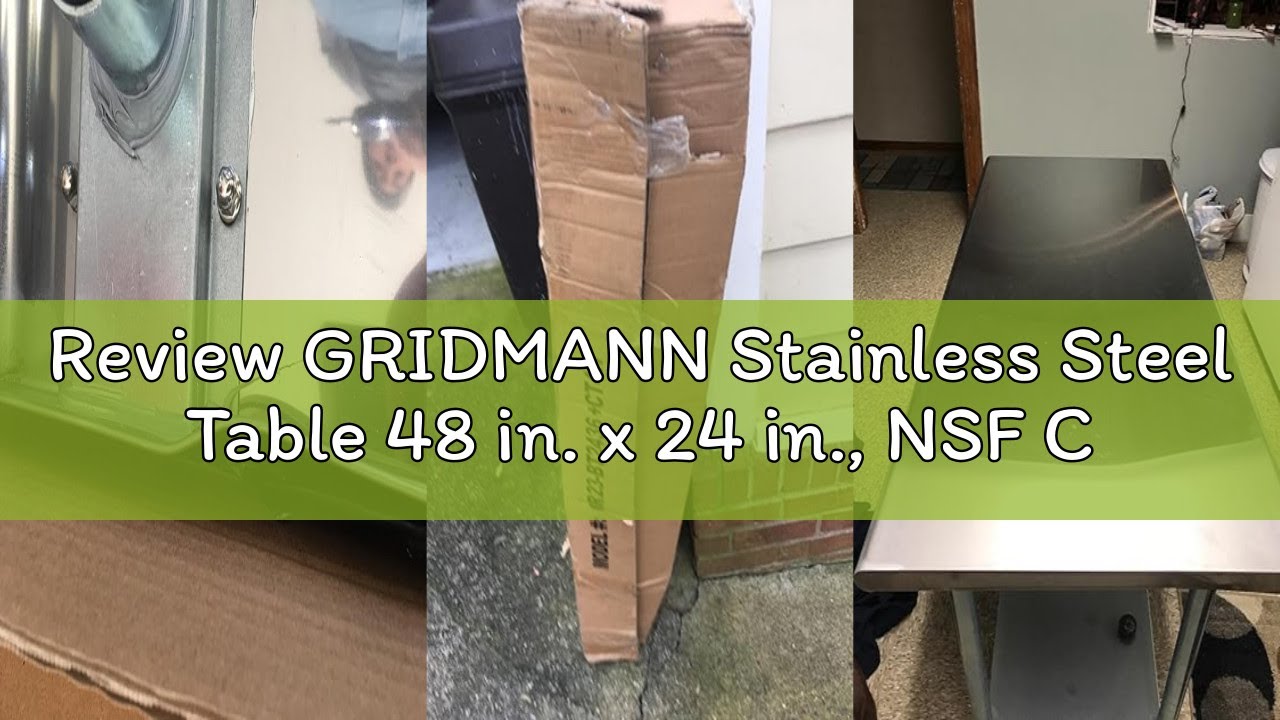 Review GRIDMANN Stainless Steel Table 48 in. x 24 in., NSF Commercial Kitchen Prep & Work Table w/Ba