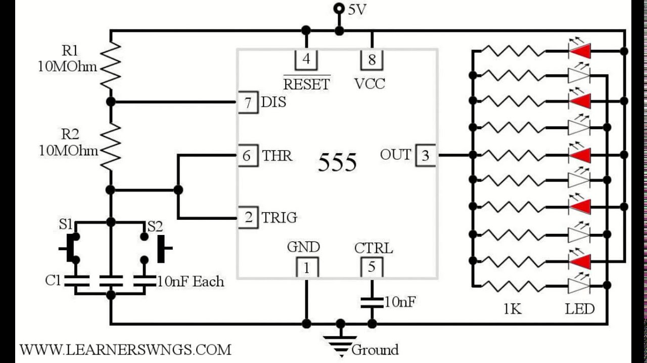 Beautiful Running LED Animated Demo : Circuit Designed using 555 in Astable Mode