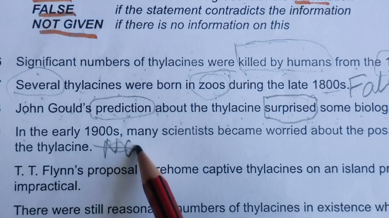 Тест IELTS по чтению THE THYLACINE, ответы на IELTS по чтению #true #ieltsreading @IELTS