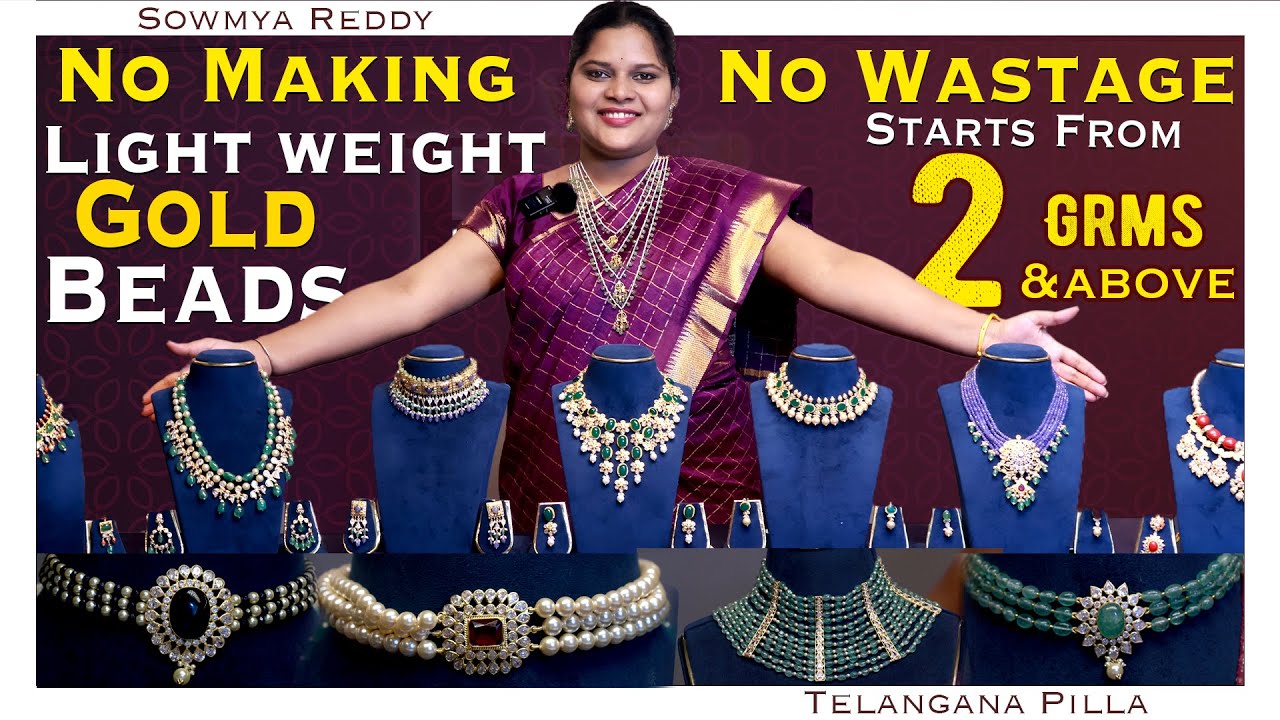 light weight Beads collection | gold beads | PJE | Telangana Pilla | beads designs | beads haram