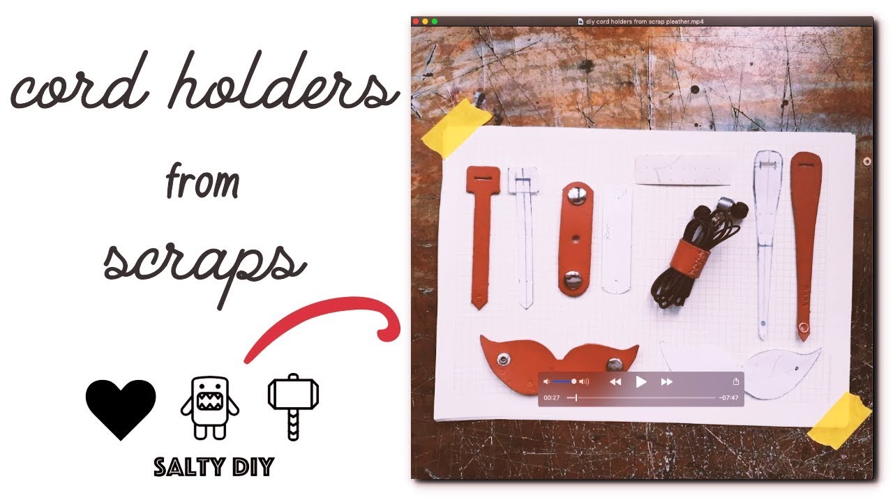 DIY 7 Cord Holders from Scrap Pleather + Free Pattern