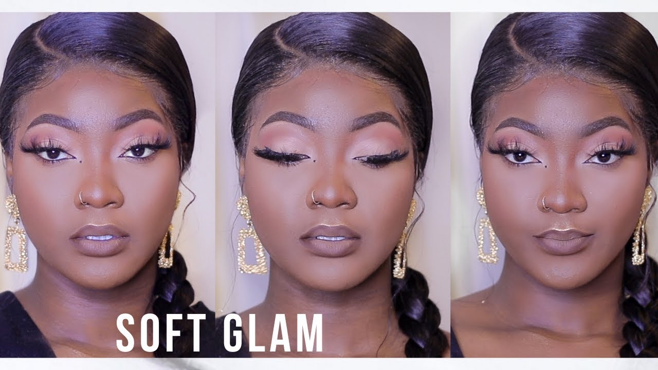 TRENDY SOFT GLAM MAKEUP TUTORIAL ON DARKSKIN | Ft Wiggins Hair